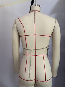 Harnais de corps argenté avec pampilles en cristal, chaîne de poitrine, chaîne à anneaux, bijou de corps à <span class=keywords><strong>disque</strong></span> supérieur, accessoires pour festivals et raves, collier halter - Product Image 5