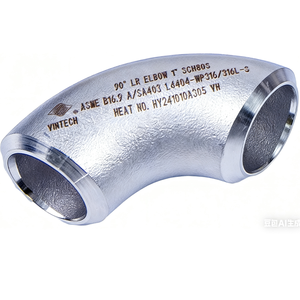 Codo de Acero Inoxidable de 90 Grados de Largo Radio, Conexión de Tubería Soldada a Tope, Curva Resistente a la Corrosión con Acabado Arenado para Tuberías - Product Image 3