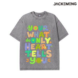 T-shirt Oversize 'Your Heart Tells You' Stile Streetwear Retrò, Maglietta Hip Hop a Maniche Corte, Vendita all'Ingrosso da Magazzino Locale USA - Product Image 3