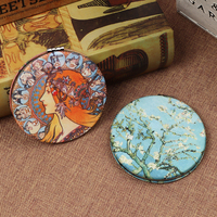 Miroir de poche en verre personnalisé avec cadre en métal de style Art déco, grossissement 2x - Cadeau souvenir de voyage durable