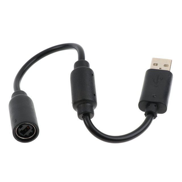 USB Connection Breakaway Extension Cable to PC Converter Adapter Cord for Xbox 360 Wired Controller Black Grey