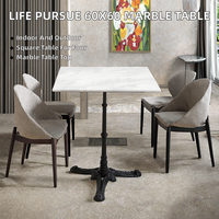 Table de bistrot carrée en marbre blanc écologique Life Pursue Contemporary 60x60cm, mobilier de salle à manger pour la maison, l'hôtel, le bar extérieur