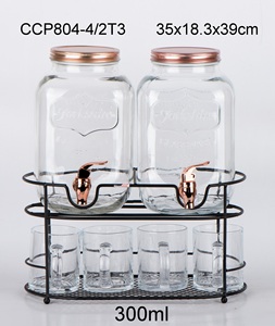 2 pièces 4L distributeur De Jus de verre avec robinet en plastique et support en métal CCP804C-4/2T2 - Product Image 4