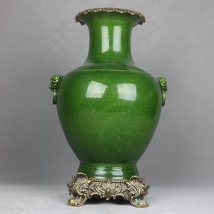 Vasi e ornamenti in ceramica rivestiti di rame di fascia alta all'asta vasi decorativi in porcellana antica verde palazzo - Product Image 1