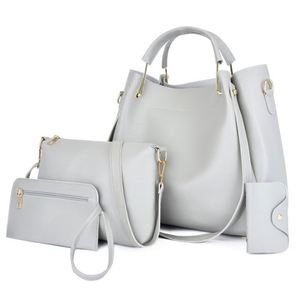 Sacs à main et portefeuilles pour femmes en cuir PU rayé à deux poignées, 4 pièces, avec fermeture à glissière, vente en gros - Product Image 2
