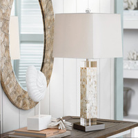 Lampes de chevet modernes en gros, lampes de table décoratives de luxe en coquillage côtier pour hôtels, maisons et salons
