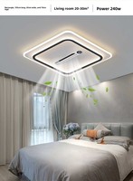 Ventilateur de plafond intelligent LED moderne avec lumière intégrée pour toute la maison, bureau, villa, hall d'hôtel, avec télécommande, corps en acrylique