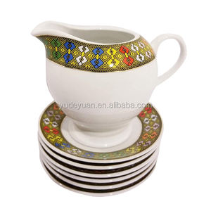 Ensemble de tasses à café éthiopiennes Jebena en porcelaine fine avec logo personnalisé YDY, design Reine de Saba, Éthiopie, vente en gros - Product Image 5