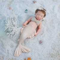 Poupée Reborn sirène en silicone solide, 12 pouces, cheveux courts, réaliste, jouet pour bébé fille, cadeau d'anniversaire pour enfants, poupée à câliner