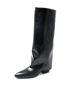 Bottes au-dessus du genou à bout pointu marron talons épais cuissardes hiver bottes pour femmes confort anti-glissant Style européen américain - Product Image 4