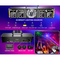 Lumière de fête disco 5 en 1, 96 motifs laser, boule magique LED Wash, stroboscope doré, éclairage de scène UV pour fête à domicile, DJ, CE ROHS