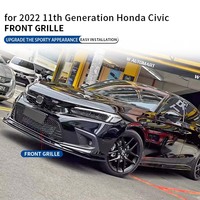 Kit de carrosserie de voiture Style sportif Matériau ABS Grille de pare-chocs avant pour Honda civic 2022 11th Hatchback Grille avant de haute qualité
