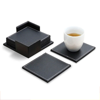 Fabricant de sous-verres ronds en cuir PU brun foncé, directement de l'usine, avec support, protection de table