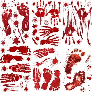 YIYAO водонепроницаемый ужас кровь отпечатки пальцев Хэллоуин Окно Стекло пол декорация Съемная Наклейка на стену