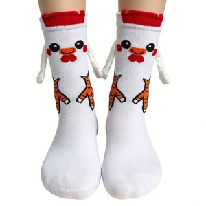 <span class=keywords><strong>Calcetines</strong></span> de tubo con diseño de pareja de gallinas divertidas y magnéticas, de dibujos animados, con asa, en stock. - Product Image 1