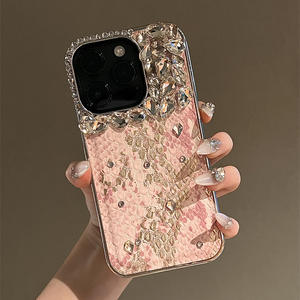 Tschick adapté pour <span class=keywords><strong>iPhone</strong></span> 15 Pro Max 12 13 14 Pro strass premium motif peau de <span class=keywords><strong>serpent</strong></span> <span class=keywords><strong>coque</strong></span> de bord galvanisée - Product Image 2