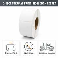 Rouleau d'étiquettes thermiques hydrosolubles 20x20mm 1000 pièces, autocollants adhésifs dissolvables pour flacons de laboratoire et contenants alimentaires