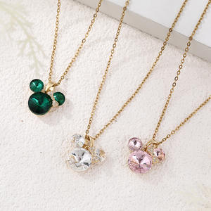 Collana HX134 in Acciaio Inox con Ciondolo a Forma di Mickey con Fiocco, Gioiello di Alta Qualità Multicolore per Donne - Product Image 1