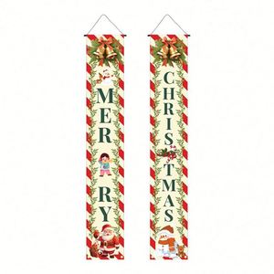 Bannière de Noël 80*180 cm pour porte, en polyester avec tringle en PVC, couplets décoratifs pour les fêtes - Product Image 2
