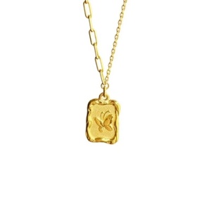 Collar de Gargantilla Vintage de Lujo, Chapado en Oro, Acero Inoxidable, Colgante de Mariposa Cuadrada, Joyería para Mujer, Aniversario - Product Image 1