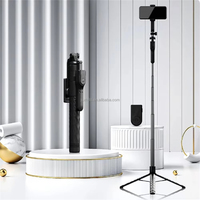 Trépied extensible de 1,7 m, bâton à selfie, télécommande sans fil BT, support de trépied portable pour smartphone, compatible avec les téléphones IOS et Android