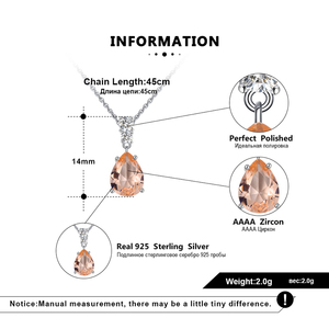 RINNTIN SN200 su ordinazione delle donne dei monili della <span class=keywords><strong>collana</strong></span> reale 925 <span class=keywords><strong>argento</strong></span> grande DELLA CZ di goccia dell'acqua della <span class=keywords><strong>collana</strong></span> del pendente - Product Image 3