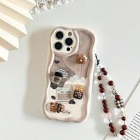 Coque arrière de téléphone portable avec motif crème et chaîne, autocollants DIY mignons pour iPhone 16 15 17 18 Pro Max