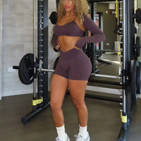 Ensemble de sport 2 pièces sans couture personnalisé pour femme : haut dos croisé et short coupe en V – Vêtements de fitness et de gym en gros