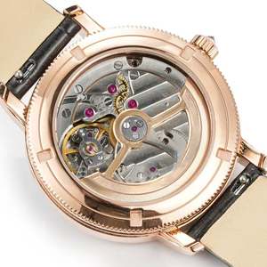 Montre élégante pour femme avec cadran en nacre bleue, boîtier en or rose, mouvement mécanique, phase de lune, nouvelle collection 2026, étanche - Product Image 3
