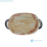 RZSC68-F Bac à plantes en céramique vintage à motif floral et d'oiseaux, bassin ovale en porcelaine pour la décoration de la maison et du jardin