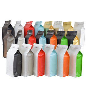 Custom Printed Biodegradable Flat Bottom Package Kraft Paper Tea Bag 250g 500g 1000g Bean Coffee Packaging Bags With