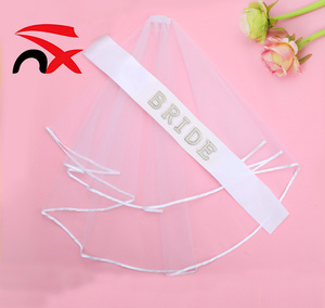 Wholesale Bride <b>Wedding</b> Party Headband Shoulder Straps Sets Black White <b>Shawl</b> Letter Ribbons for Decoration - Product Image 5