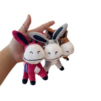 2024 Usine Directe Personnalisé En Peluche Rouge Âne Pendentif En Gros Pas Cher Animal En Peluche Doux Mini Jouet En Peluche Âne Porte-clés
