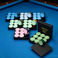 QK-03 9 pièces/boîte Craie de billard Taom professionnelle pour pointe de queue de snooker et de pool, haute densité, haute rotation, sans résidu, application fluide