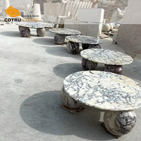 Calacatta Viola Table basse en marbre ronde en pierre naturelle Table centrale sphère boule jambe pour la conception de meubles de maison