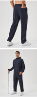 Nouveau design avec poches latérales, pantalon de jogging de sport d'extérieur, taille élastique avec cordon de serrage, pantalon de survêtement long uni grande taille pour hommes