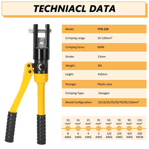 <span class=keywords><strong>Pince</strong></span> à <span class=keywords><strong>sertir</strong></span> YQK-120, outil de sertissage de fils, <span class=keywords><strong>pince</strong></span> à <span class=keywords><strong>sertir</strong></span> pour câbles de soudure, <span class=keywords><strong>pince</strong></span> à <span class=keywords><strong>sertir</strong></span> hydraulique pour cosses de câbles - Product Image 2