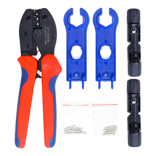 Solar Fork Wire Pv Crimping Pliers Tools Terminal Connector Kit Set With Suitable Wire Stripper