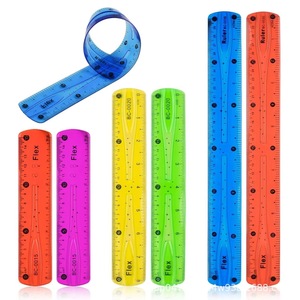4 Règles Enfant Souples – 15 Cm, Plastique Flexible, Centimètres/Pouces – Couleurs Assorties, Incassable