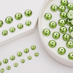 Cuentas de diamante de resina epoxi de peridoto brillante de 6 mm con orificio central para coser, marca YAXI, modelo 214-6, accesorios de joyería - Product Image 2