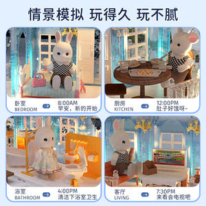 Casa de muñecas de cristal con luces para niñas de 4 a 6 años, villa de juguete de plástico, juego de simulación, regalo de cumpleaños, muebles de habitación simulados - Product Image 4