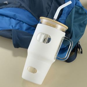 Gobelet en verre avec couvercle en silicone amovible, 32 oz, couvercle en bambou anti-fuite, récipient à boisson pour l'extérieur - Product Image 1