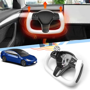 Volant en <span class=keywords><strong>Alcantara</strong></span> Aroham et fibre de carbone mate pour <span class=keywords><strong>Tesla</strong></span> Model S Model 3 2017 2018 2019 2020 2021 - Product Image 3
