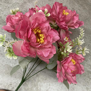 Flores de Seda Realistas SuperZ al por Mayor, <span class=keywords><strong>6</strong></span> Cabezas, Ramo de Peonías en Blanco, Azul, Rojo, Rosa y Rosa Pálido, para el Día de San Valentín y Graduaciones - Product Image 3