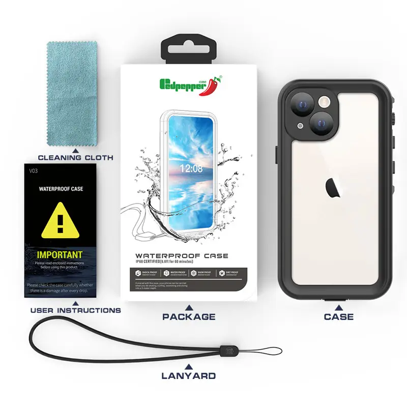 Transparent Double Side Full Body Protection for iPhone 13 mini 12 11 xr For iPhone 13 Pro Max Full Seal Phone Case Waterproof