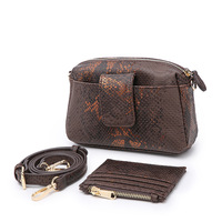 MACWAVE Tas Bahu Kulit Asli Bergaris Wanita Tas Selempang Wanita Dompet Kartu Clutch Pesta Malam 1-1.9L