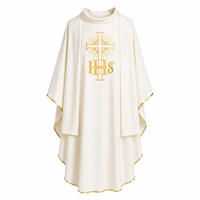 Chasuble de prêtre catholique verte, brodée avec croix IHS à bords dorés, style châle liturgique pour la messe, robe religieuse