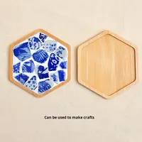 Dessous de verre en mosaïque DIY moderne plateau en bois de bambou résistant à la chaleur tapis de table carré dessin chinois fait à la main peint écologique