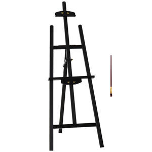 HOMCOM Professional Studio Painting <b>Easel</b> Adjustable Height and Tilt in <b>Wood</b> 51.5x71.5x134.5, Black - Product Image 1