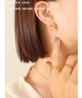 Ensemble de bijoux en zircon plaqué or pour femmes, collier, boucles d'oreilles, bracelet, bracelet, double anneau, tendance